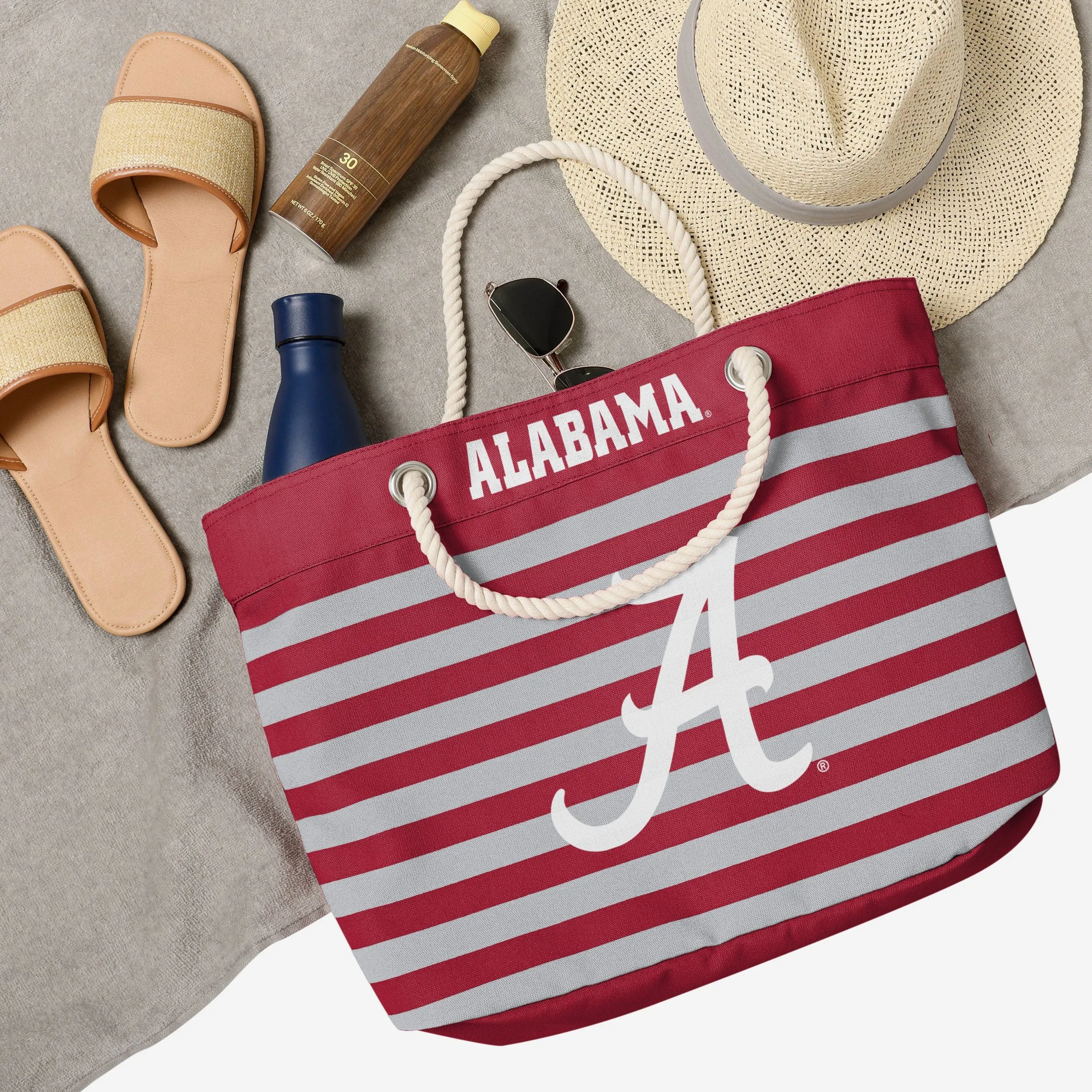 Alabama Crimson Tide Nautical Stripe Tote Bag
