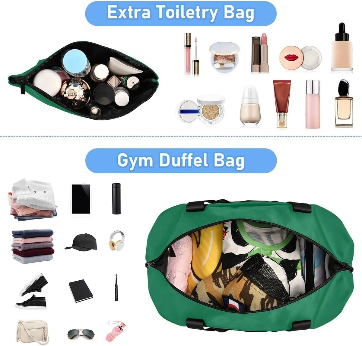 ALAZA Cadmium Green Travel Duffel Bag with Shoe Compartment Tote Bag Weekender Overnight Bag with Wet Pocket for Travel,Gym,Yoga,Swimming