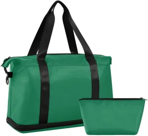 ALAZA Cadmium Green Travel Duffel Bag with Shoe Compartment Tote Bag Weekender Overnight Bag with Wet Pocket for Travel,Gym,Yoga,Swimming