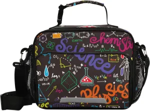 ALAZA Education Geometrical Plots Calculations Lunch Bag Reusable Insulated Cooler Lunch Tote Bag with Adjustable Shoulder Strap for Office Work Picnic Travel,Size 11 X 4.33 X 9.05 inch