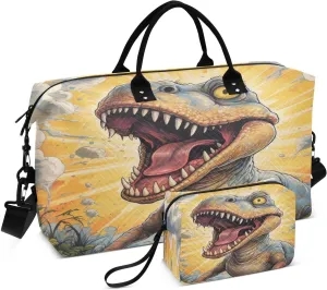 ALAZA Roar Dinosaur Travel Duffel Bag Gym Bag Sports Tote Bag Weekender Overnight Travel Bag for Women Men Business Trip Workout