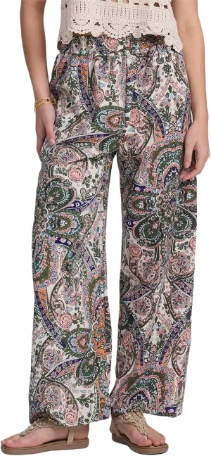 Alexis Leroy Women's Boho Palazzo Pants Summer Wide Leg Beach Trousers with Pockets Lightweight Floral Pattern