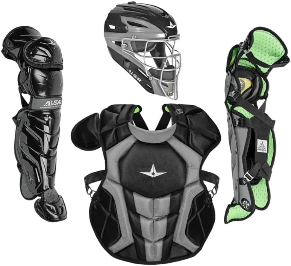 All-Star Catcher’s Gear Kit – Includes Helmet, Chest Protector & Leg Guards – Lightweight, Durable Baseball Protective Set, Meets NOCSAE