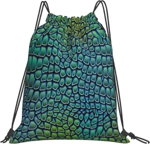 Alligator Skin Print Drawstring Backpack Bags Gym Bag String Bag Sport Storage Bag For Sport Yoga Shopping Men Women