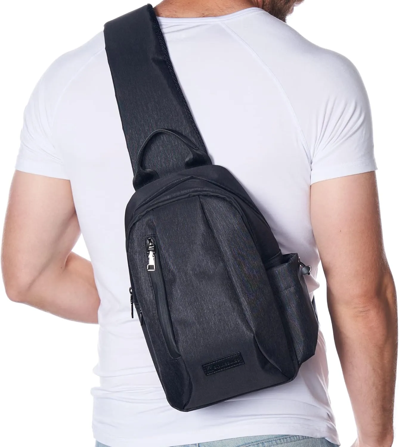 Alpine Swiss Sling Bag Crossbody Backpack Chest Pack Casual Day Bag Shoulder Bag Black