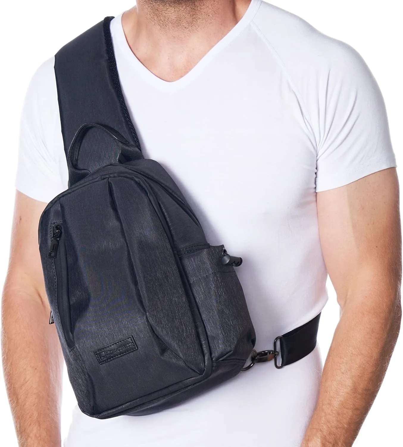 Alpine Swiss Sling Bag Crossbody Backpack Chest Pack Casual Day Bag Shoulder Bag Black