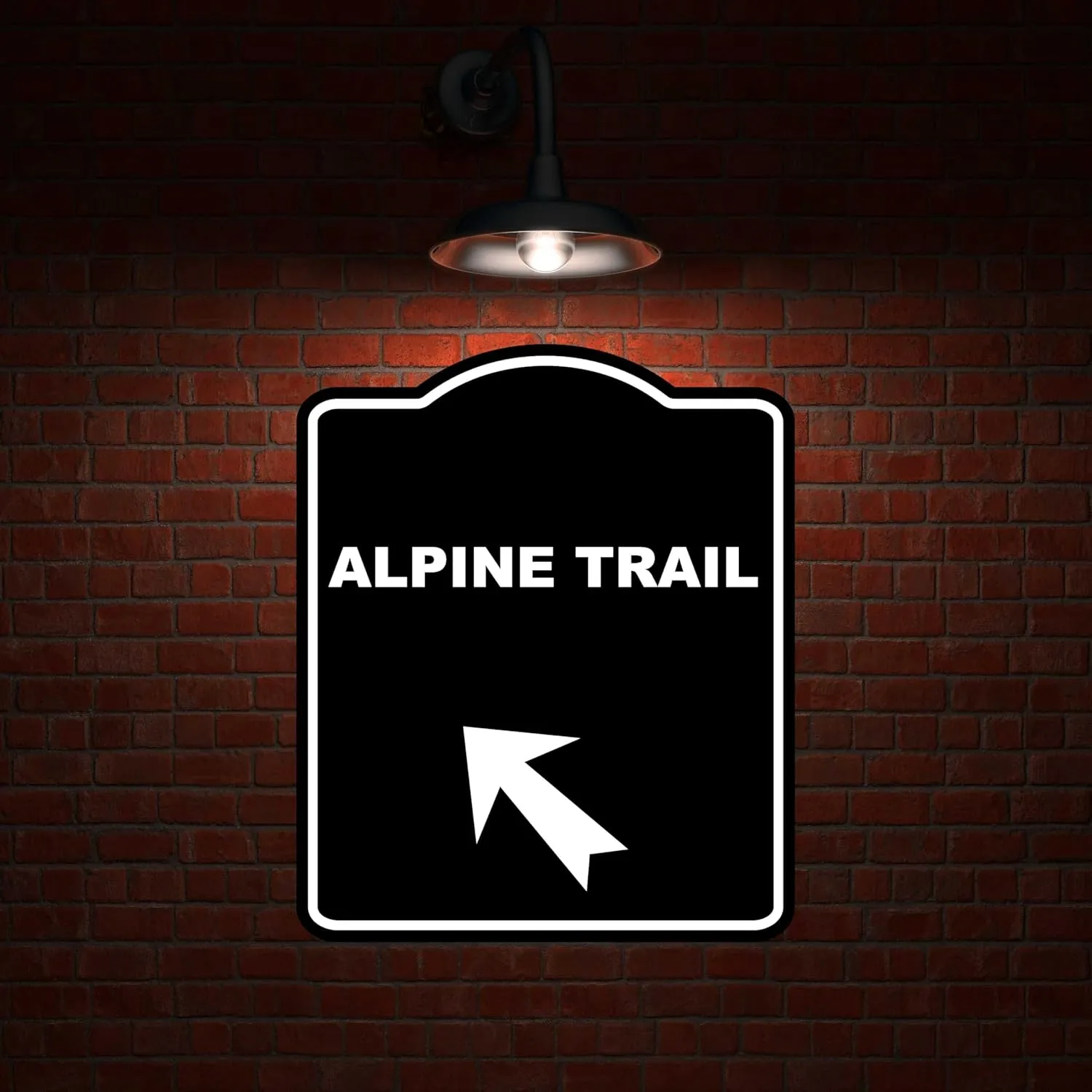 ALPINE TRAIL Black Sign Arrow Up Left Aluminum Composite Sign 20 x 24 inches