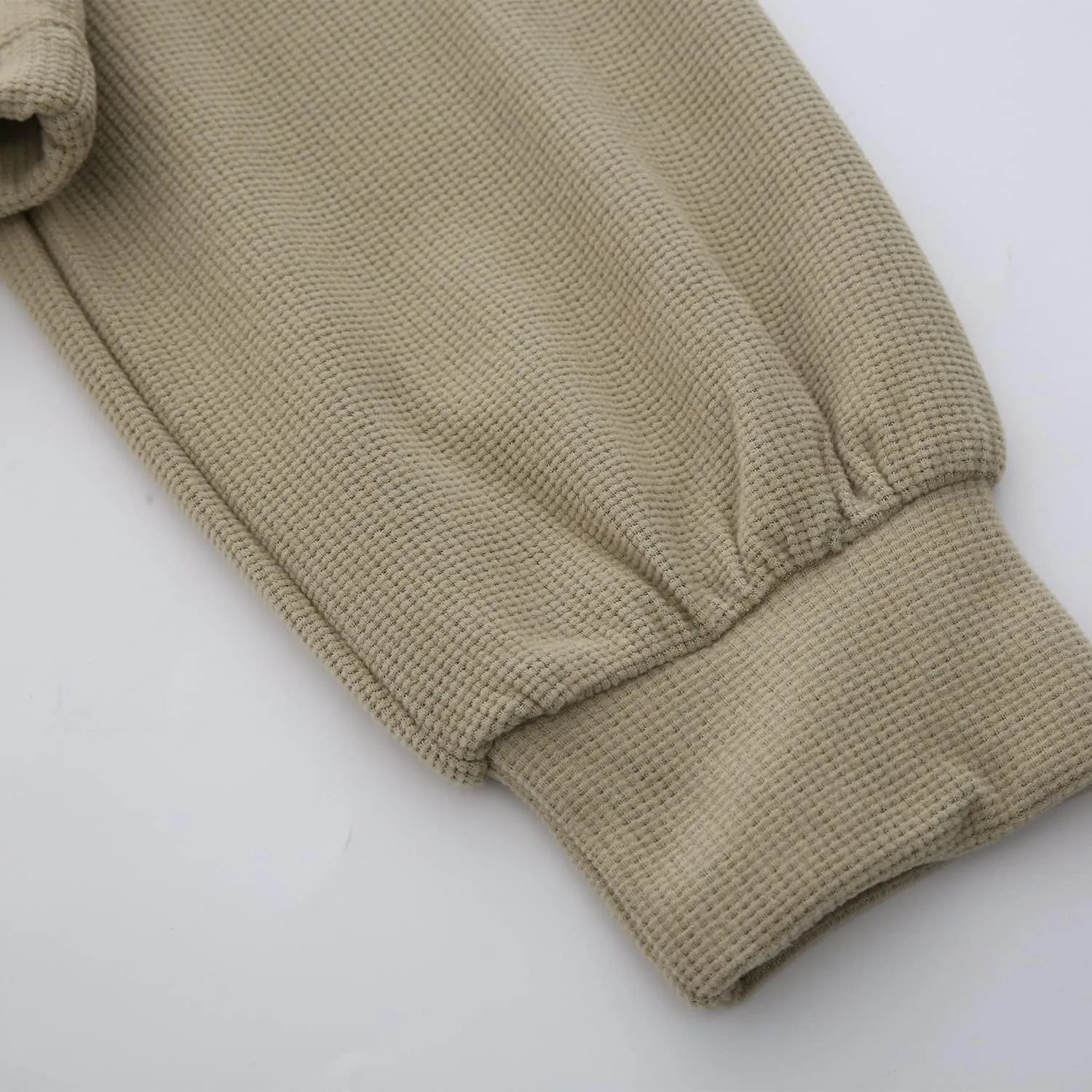 Amazhiyu Womens Cropped Hoodie Waffle Knit Drop Shoulder Drawstring Crop Top