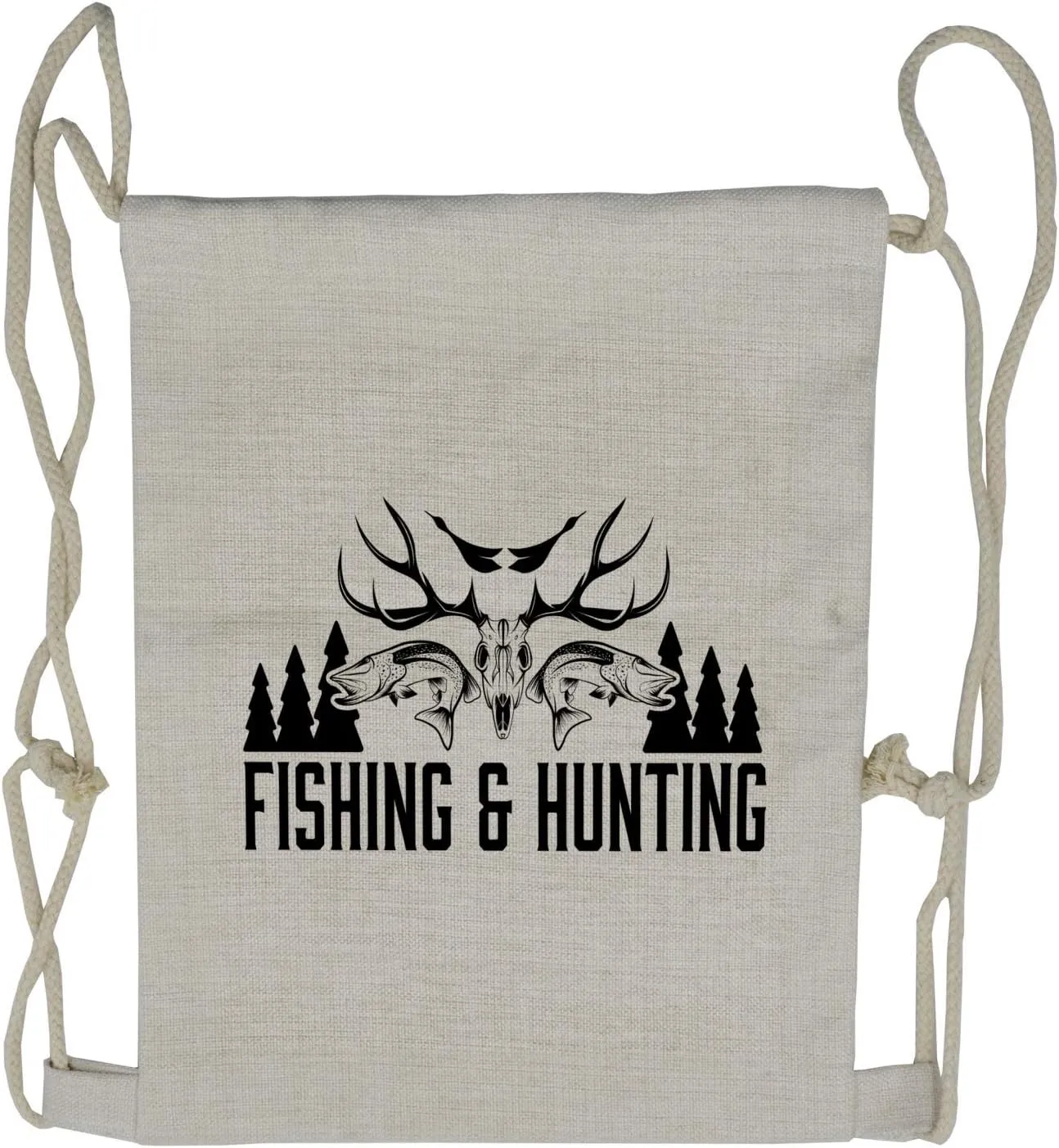 Ambesonne Hunting Drawstring Backpack, Vintage Emblem, Sackpack Bag