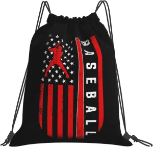 American Baseball Flag Unisex Drawstring Backpack Bag Sport Gym Swim Travel Sackpack