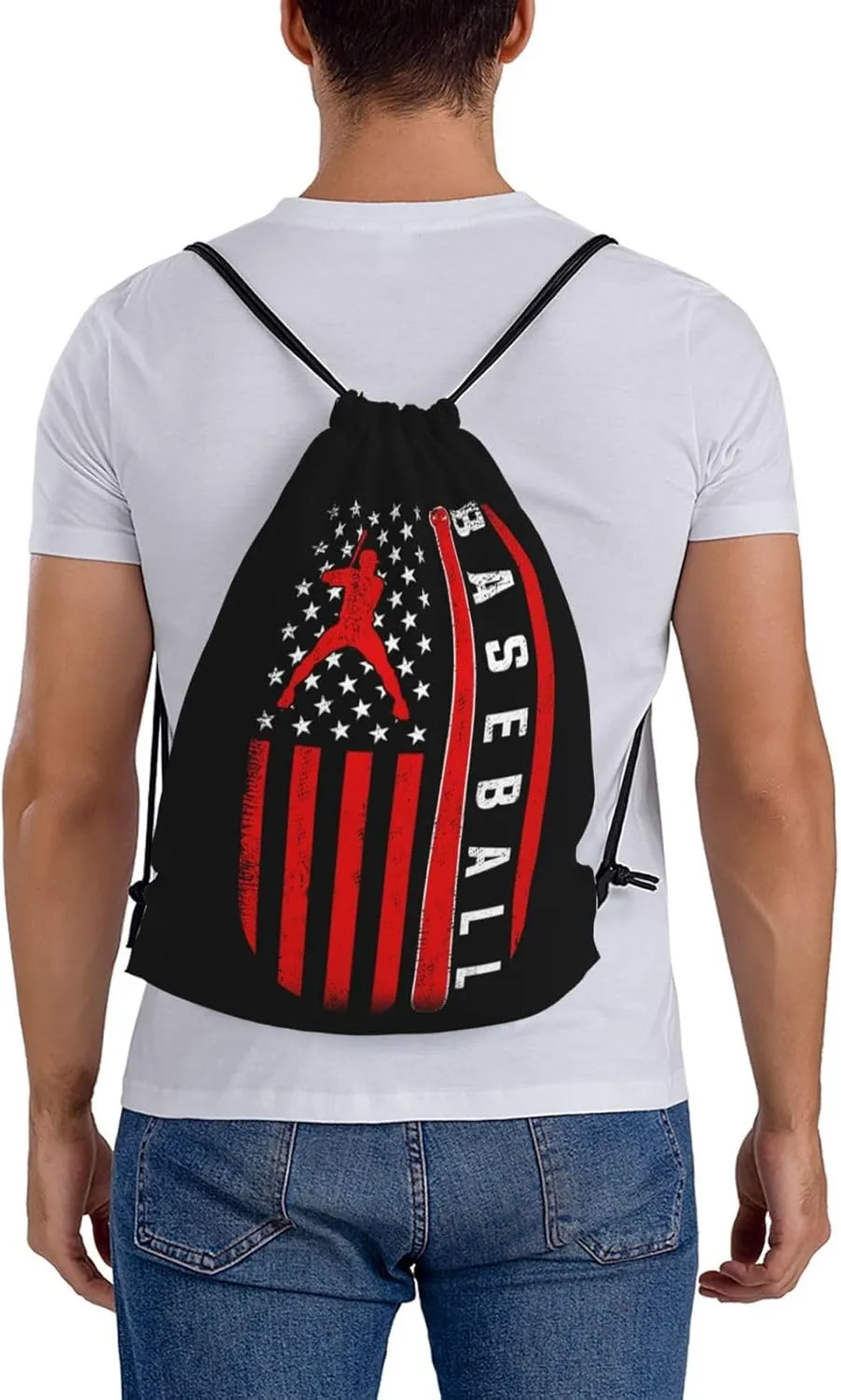 American Baseball Flag Unisex Drawstring Backpack Bag Sport Gym Swim Travel Sackpack