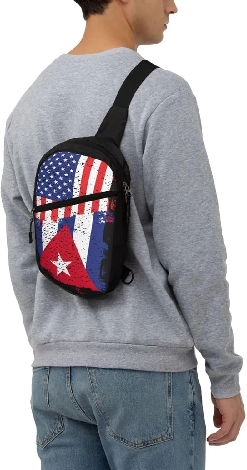 American Cuba Flag Cuban Roots Packable Crossbody Bag Portable Sling Bags Foldable Travel Daypack Reusable Sports Shoulder Backpack Diagonally Chest Bag for Workout