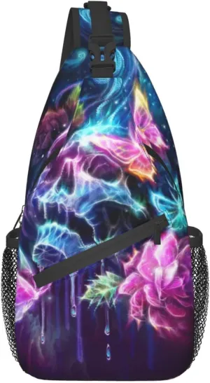 AMRANDOM Casual colorful skulls Sling Bag Casual Chest Package With Adjustable Strap Anti-Theft Sling Bags Shoulder Backpack Waterproof Sling Bag