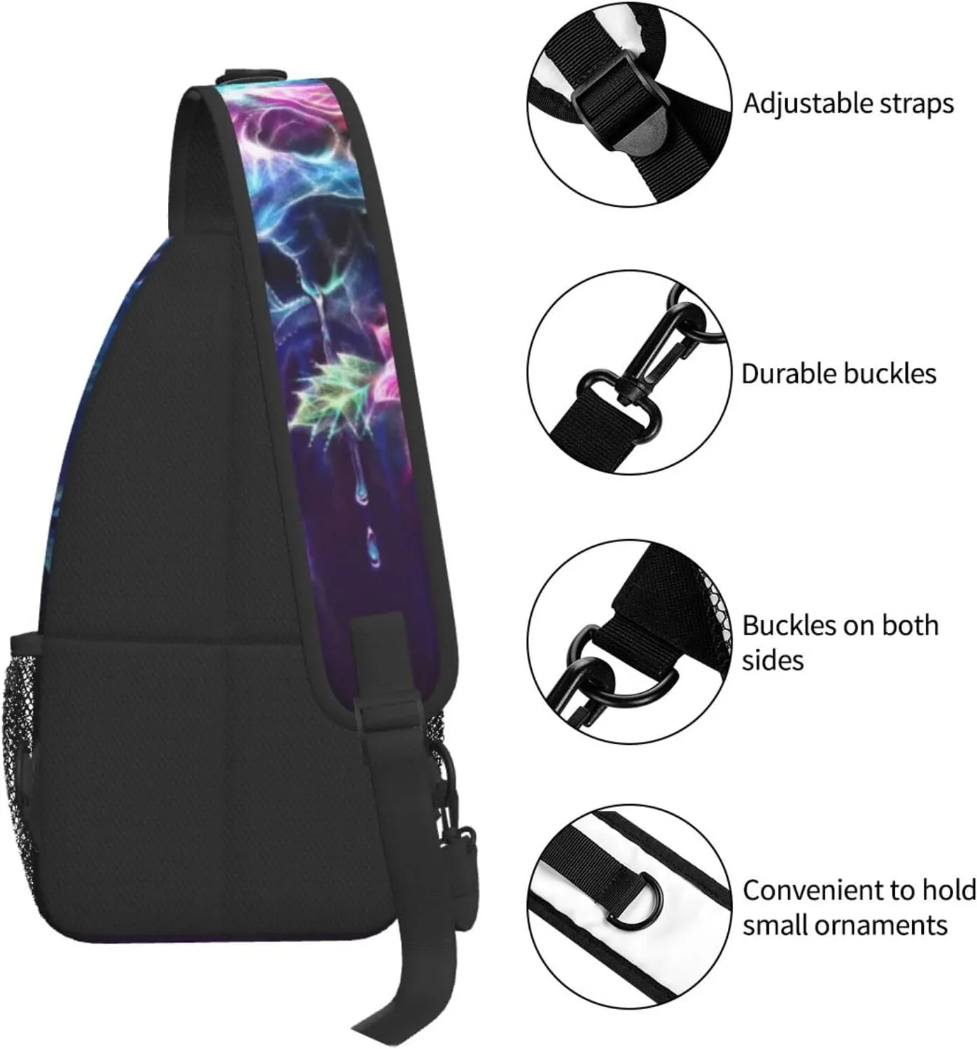 AMRANDOM Casual colorful skulls Sling Bag Casual Chest Package With Adjustable Strap Anti-Theft Sling Bags Shoulder Backpack Waterproof Sling Bag