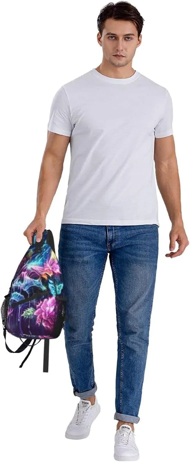 AMRANDOM Casual colorful skulls Sling Bag Casual Chest Package With Adjustable Strap Anti-Theft Sling Bags Shoulder Backpack Waterproof Sling Bag
