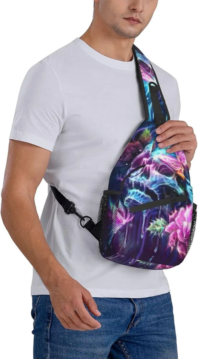 AMRANDOM Casual colorful skulls Sling Bag Casual Chest Package With Adjustable Strap Anti-Theft Sling Bags Shoulder Backpack Waterproof Sling Bag
