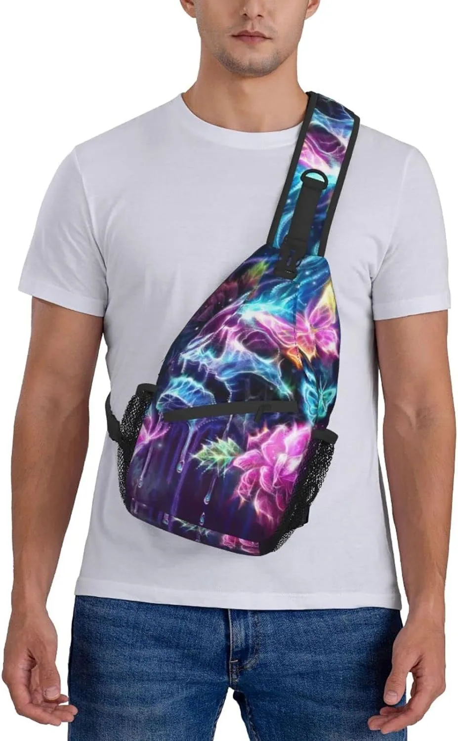AMRANDOM Casual colorful skulls Sling Bag Casual Chest Package With Adjustable Strap Anti-Theft Sling Bags Shoulder Backpack Waterproof Sling Bag