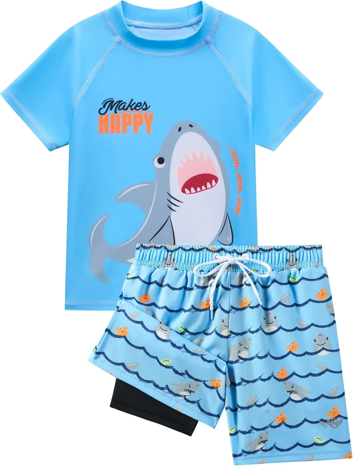 Angel season Boys Swimsuit Toddler Rash Guard Swim Set Long Sleeve Shirt with Swim Trunks Bathing Suit UPF 50  Swimwear