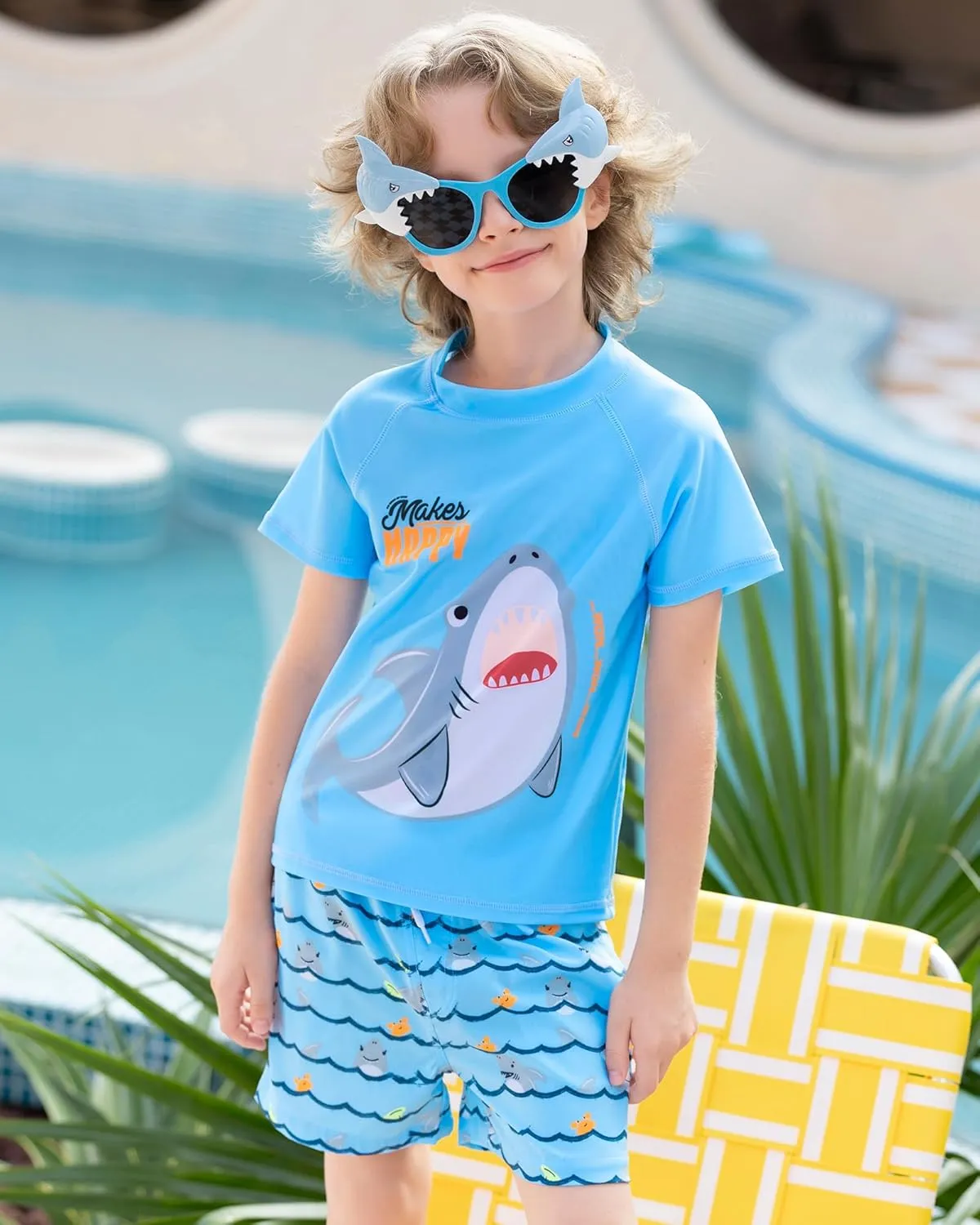 Angel season Boys Swimsuit Toddler Rash Guard Swim Set Long Sleeve Shirt with Swim Trunks Bathing Suit UPF 50  Swimwear