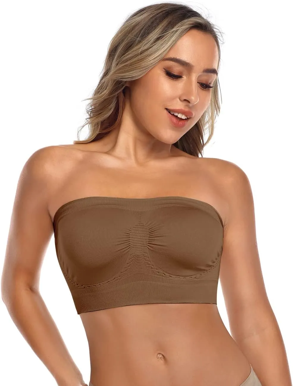 ANGOOL Strapless Comfort Wireless Bra with Slip Silicone Bandeau Bralette Tube Top