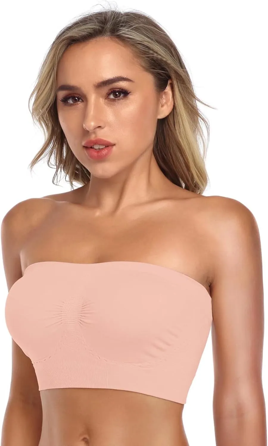 ANGOOL Strapless Comfort Wireless Bra with Slip Silicone Bandeau Bralette Tube Top
