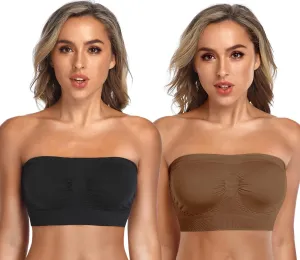 ANGOOL Strapless Comfort Wireless Bra with Slip Silicone Bandeau Bralette Tube Top