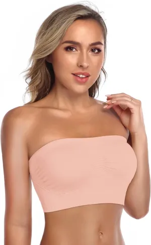 ANGOOL Strapless Comfort Wireless Bra with Slip Silicone Bandeau Bralette Tube Top