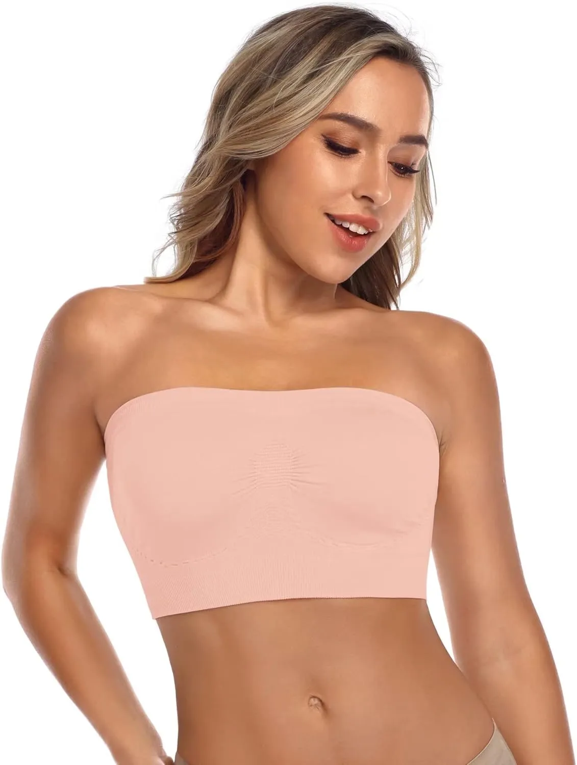 ANGOOL Strapless Comfort Wireless Bra with Slip Silicone Bandeau Bralette Tube Top