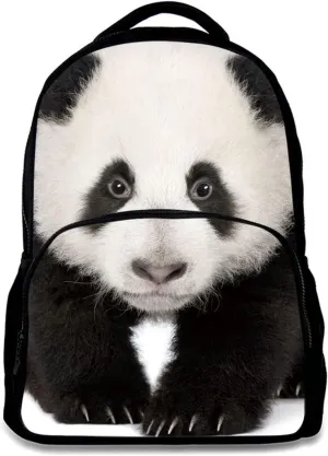 Animal Backpack Panda School Bag 3D Printing 17 Inch For Man/Kid/Girl/Boy/Woman Black Cool Design Casual Daypack