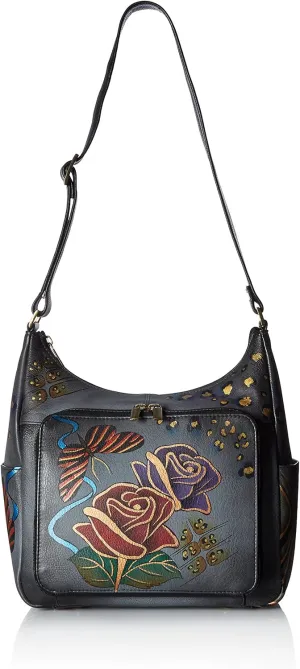 Anna by Anuschka Womens Zip-top Multi-compartment Tall Organizer Genuine Leather