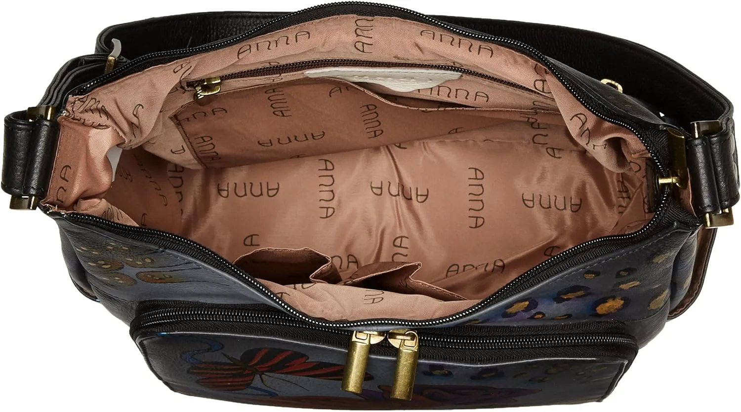 Anna by Anuschka Womens Zip-top Multi-compartment Tall Organizer Genuine Leather