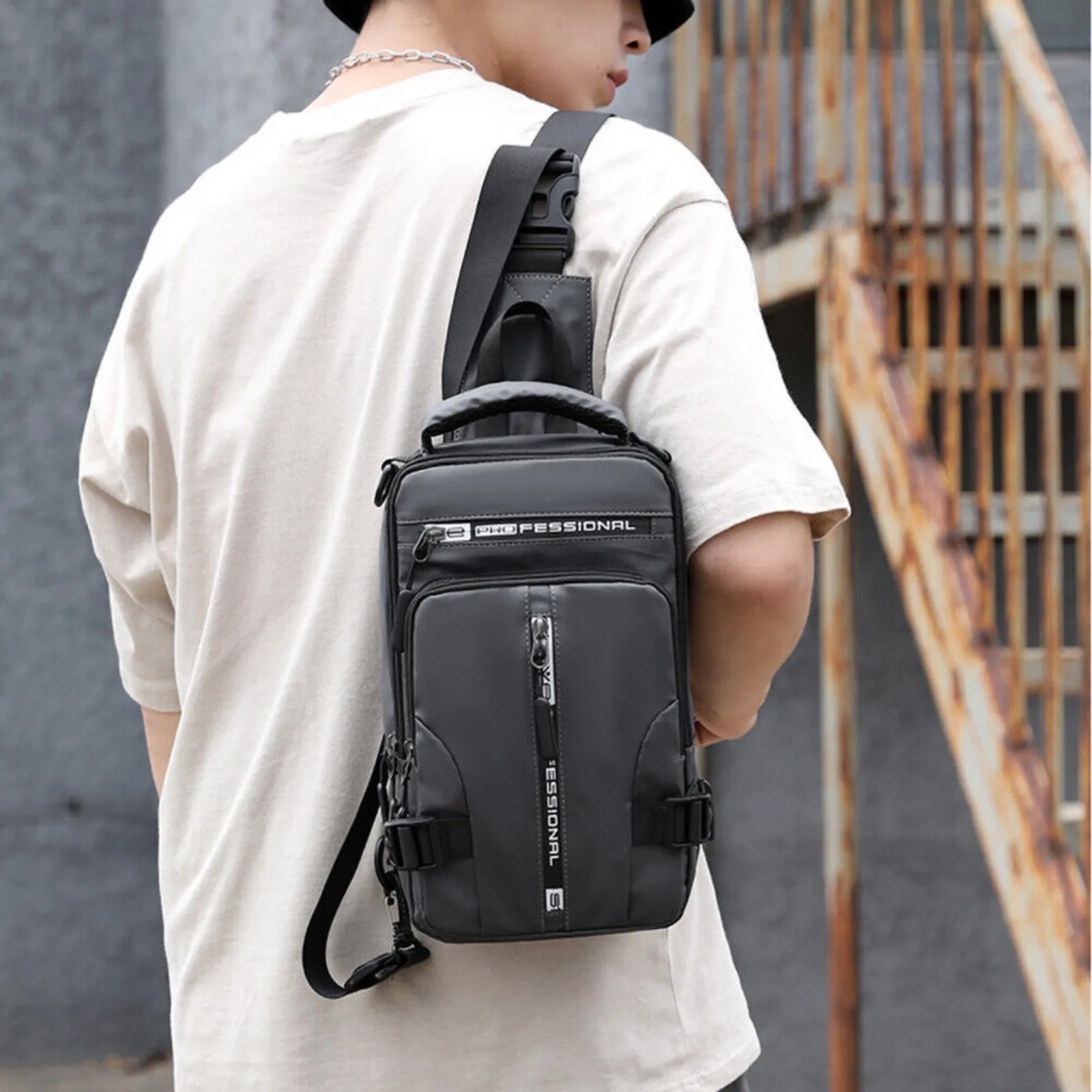 Anti-theft Chest Shoulder Men's Sling Crossbody Bag Messenger Backpack USB Port