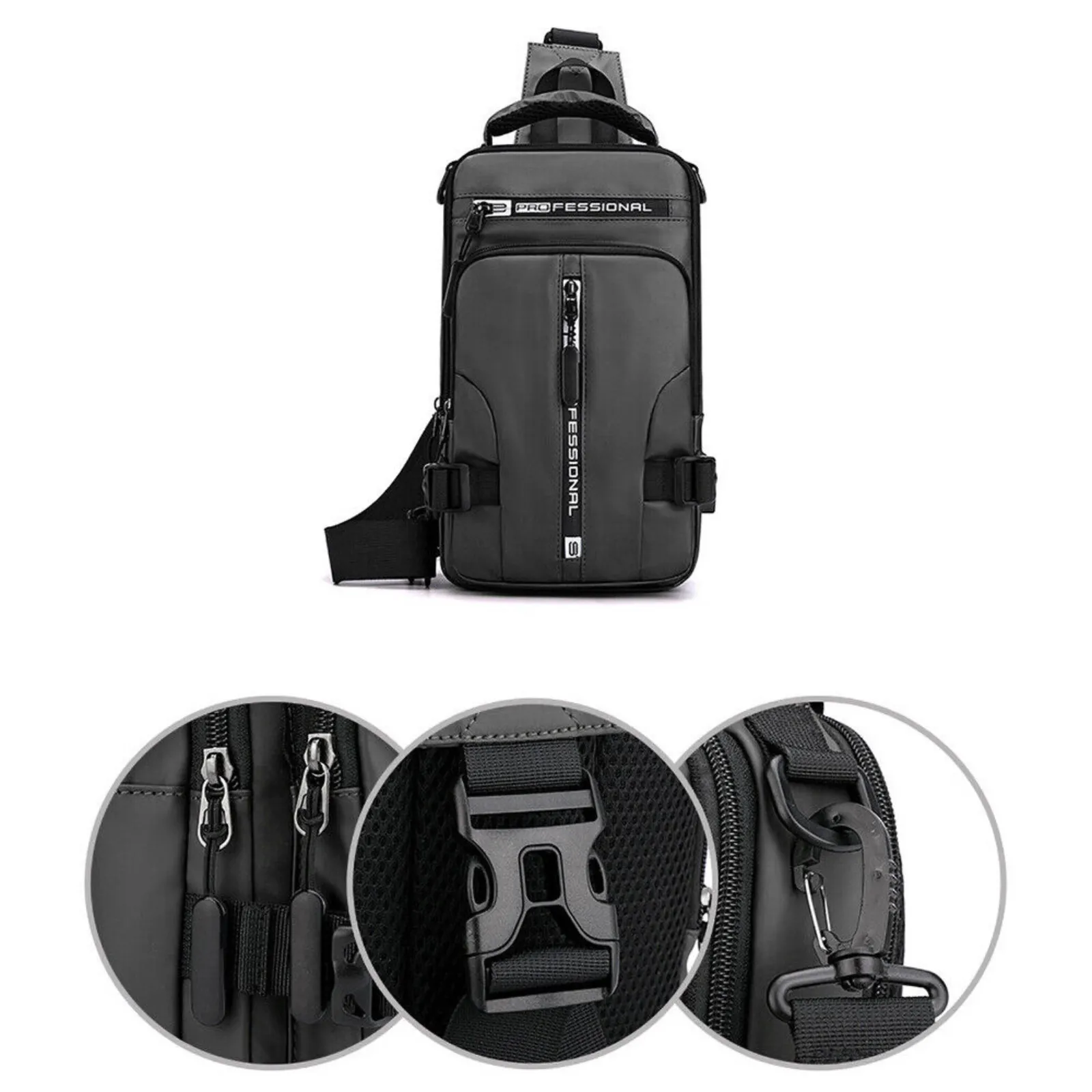 Anti-theft Chest Shoulder Men's Sling Crossbody Bag Messenger Backpack USB Port