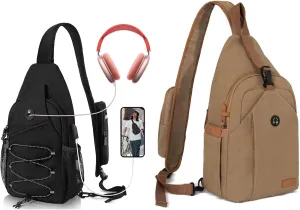 Anti Theft Crossbody Bag, Nylon with RFID Anti Theft Zipper, Canvas with Tunnel Lock Zipper L