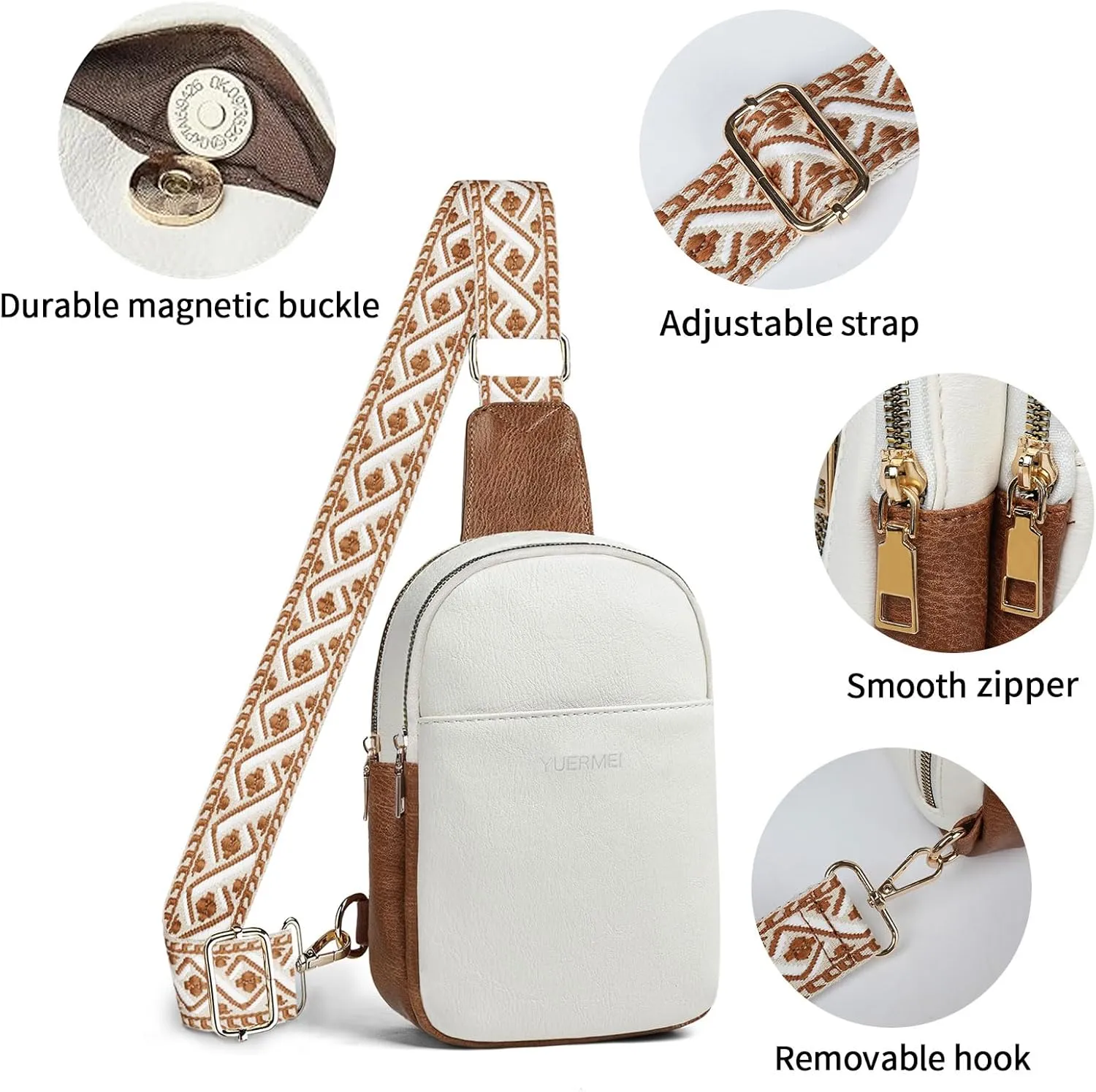 Anti Theft Crossbody Sling Bag for Women Trendy, Small Vegan Leather Cross body Fanny Chest Bag for Traveling