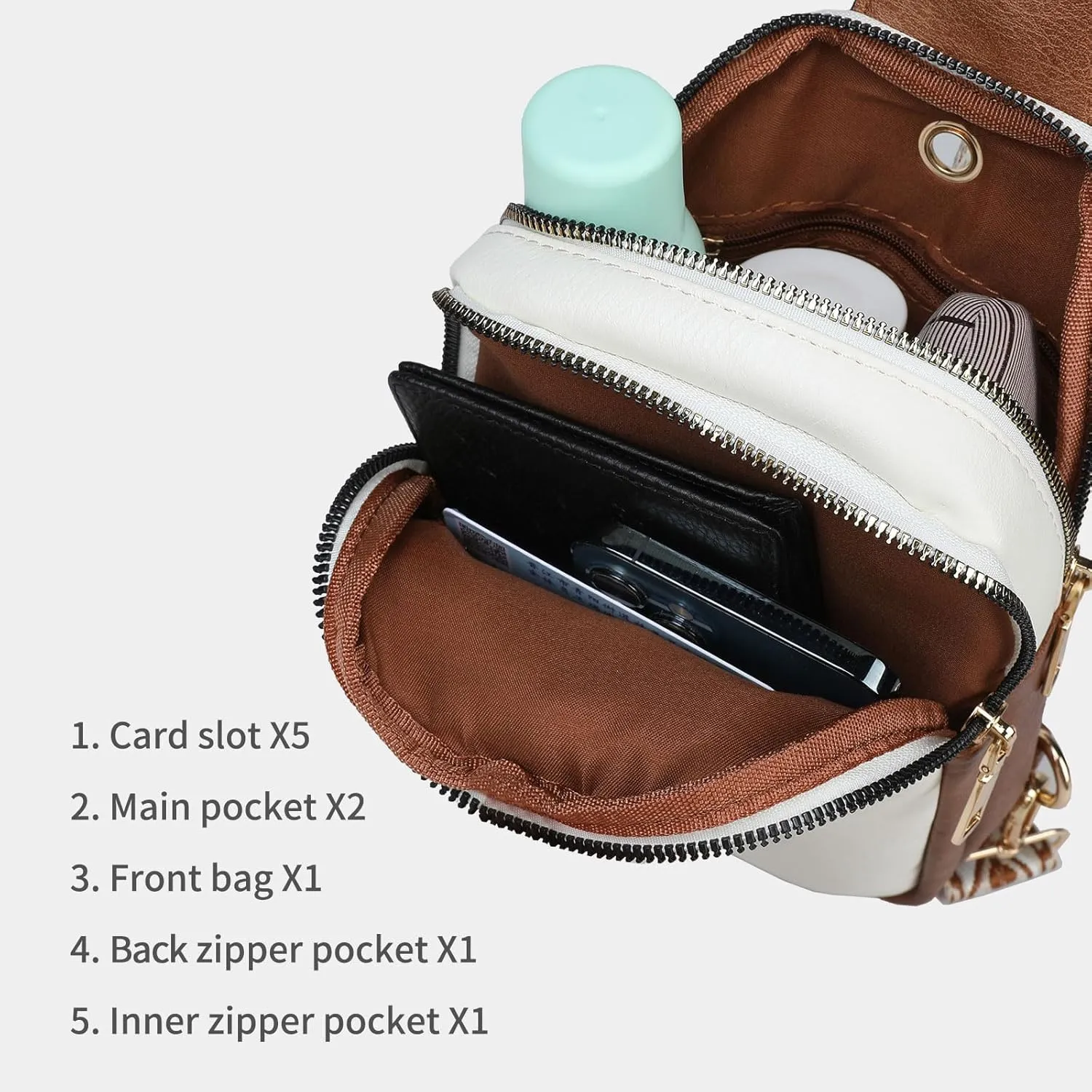Anti Theft Crossbody Sling Bag for Women Trendy, Small Vegan Leather Cross body Fanny Chest Bag for Traveling