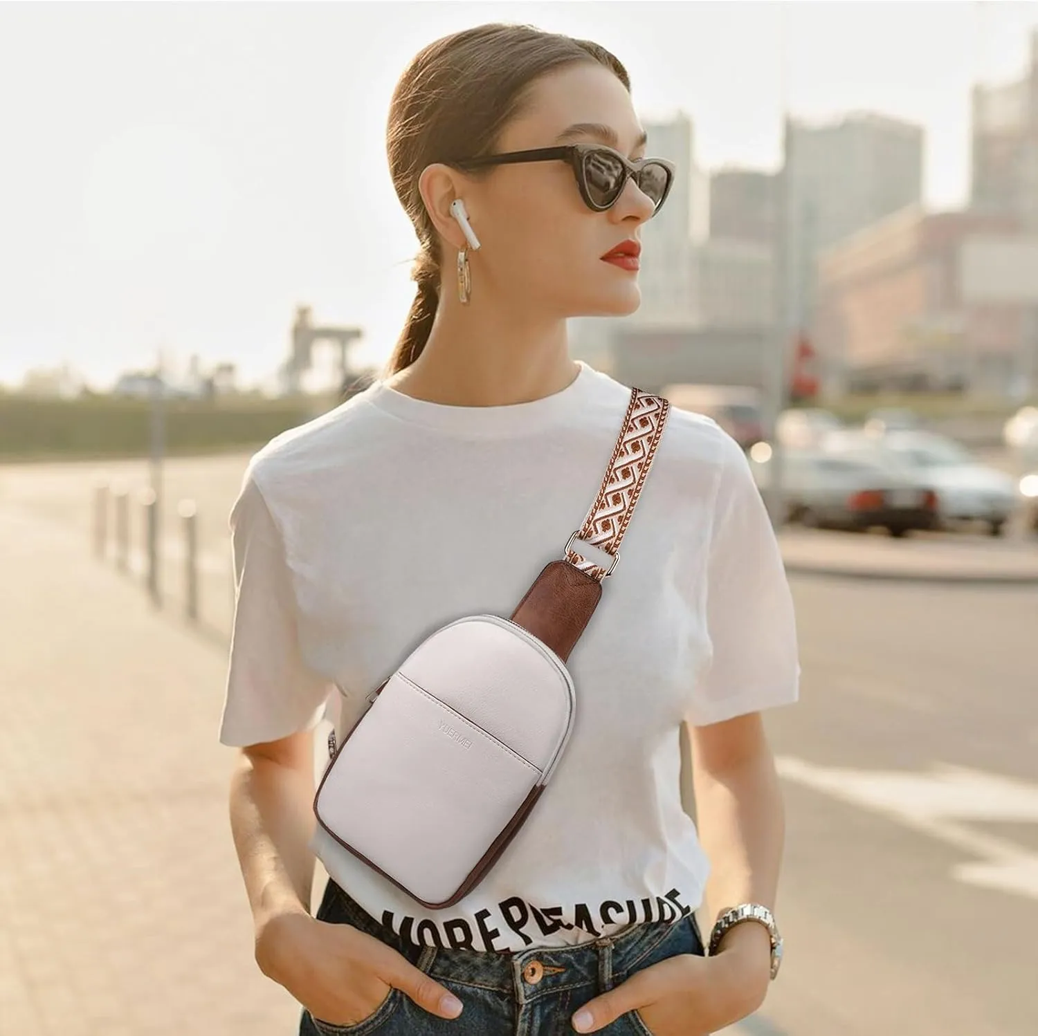 Anti Theft Crossbody Sling Bag for Women Trendy, Small Vegan Leather Cross body Fanny Chest Bag for Traveling