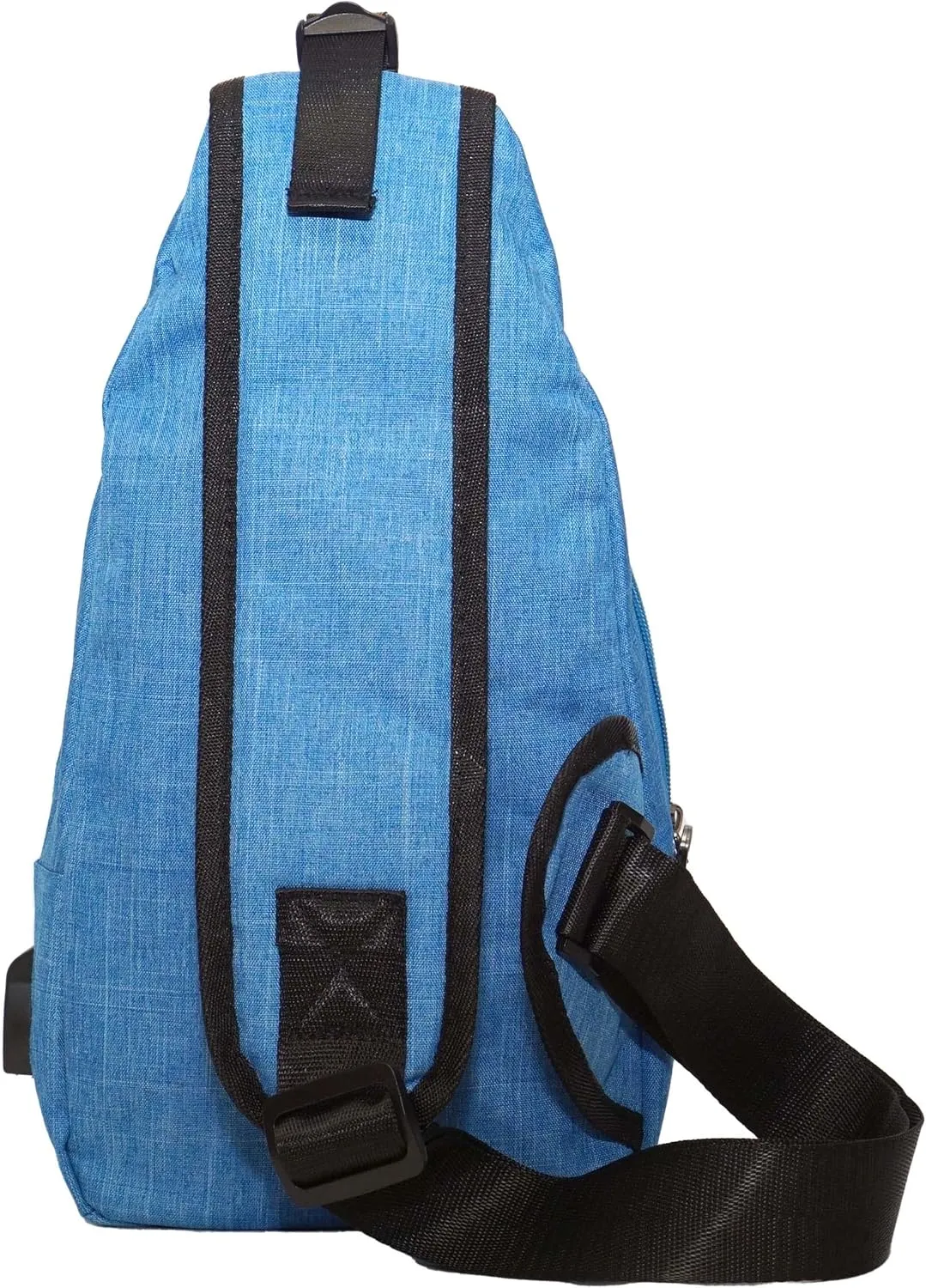 Anti-Theft Daypack Crossbody Sling Backpack, USB Charging Connector Port, Lightweight Day Pack for Travel, Hiking, Everyday, Large, Light Blue