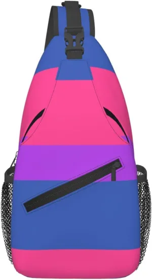 Anti Theft Sling Bag for Bisexual Pride Flag Crossbody Chest Backpack Small Daypack Fashion Outdoor Cycling Gym Chest Shoulder Bags for Men & Women