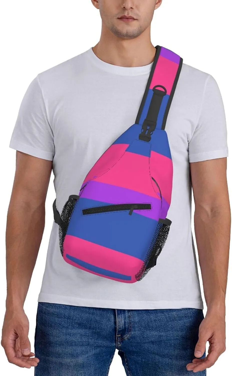 Anti Theft Sling Bag for Bisexual Pride Flag Crossbody Chest Backpack Small Daypack Fashion Outdoor Cycling Gym Chest Shoulder Bags for Men & Women
