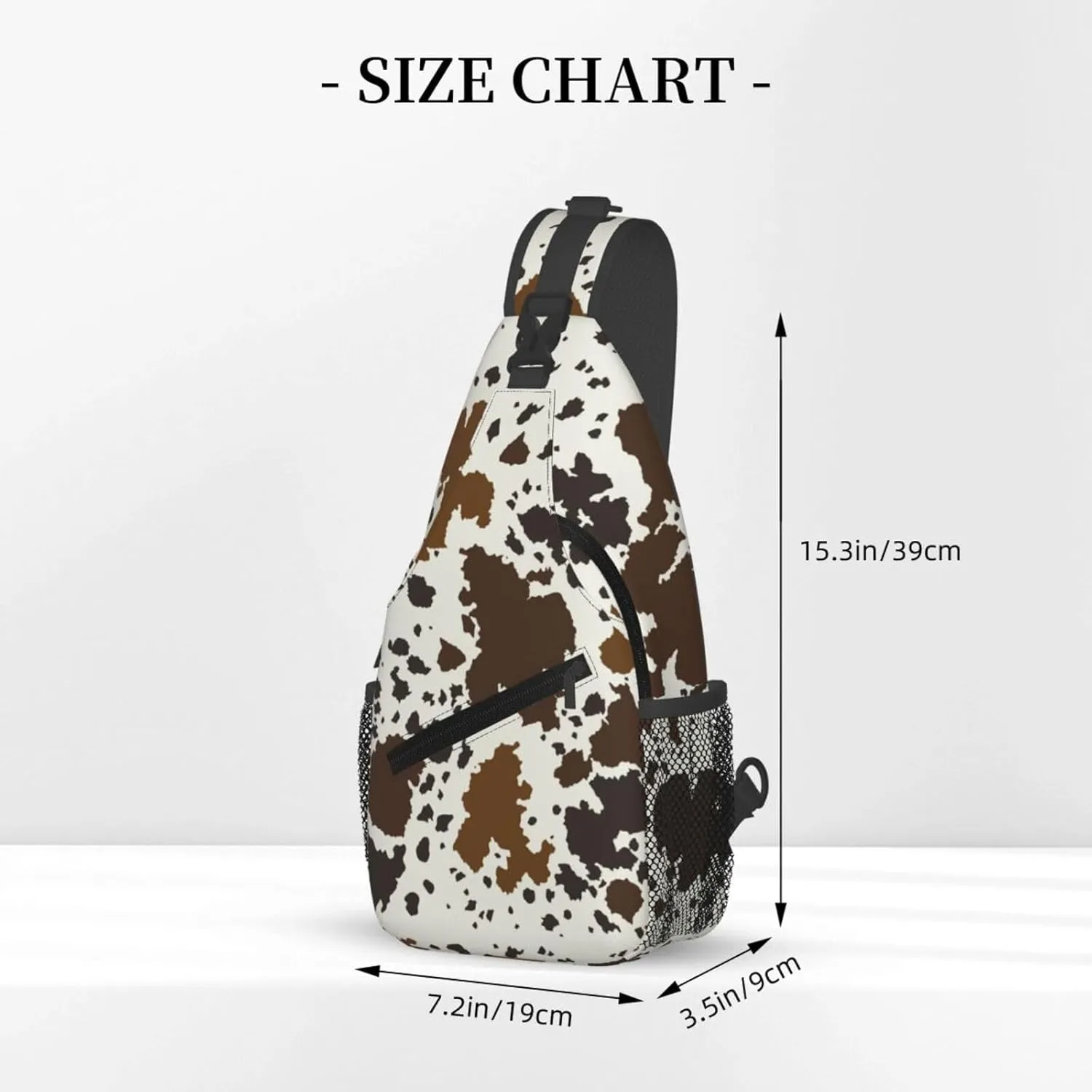 Anti Theft Sling Bag for Brown Skin Milk Cow Print Crossbody Chest Backpack Small Daypack Fashion Outdoor Cycling Gym Chest Shoulder Bags for Men & Women