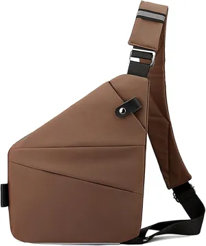 Anti Theft Travel Bag Anti-Theft Bag Slim Sling Bag Cross Body Travel Bag (Coffee,Left Shoulder)