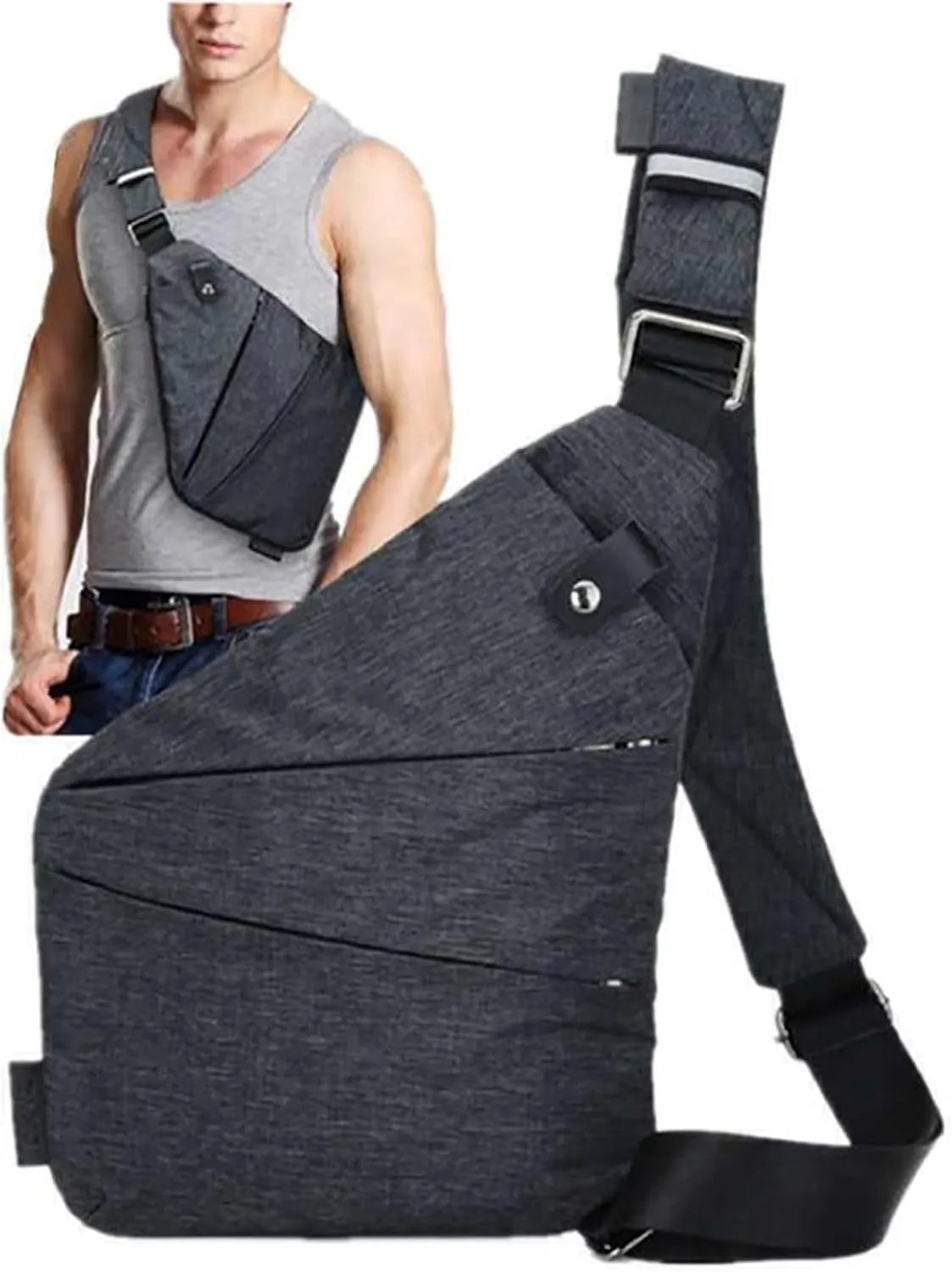 Anti Theft Travel Bag Anti-Theft Bag Slim Sling Bag Cross Body Travel Bag (Coffee,Left Shoulder)