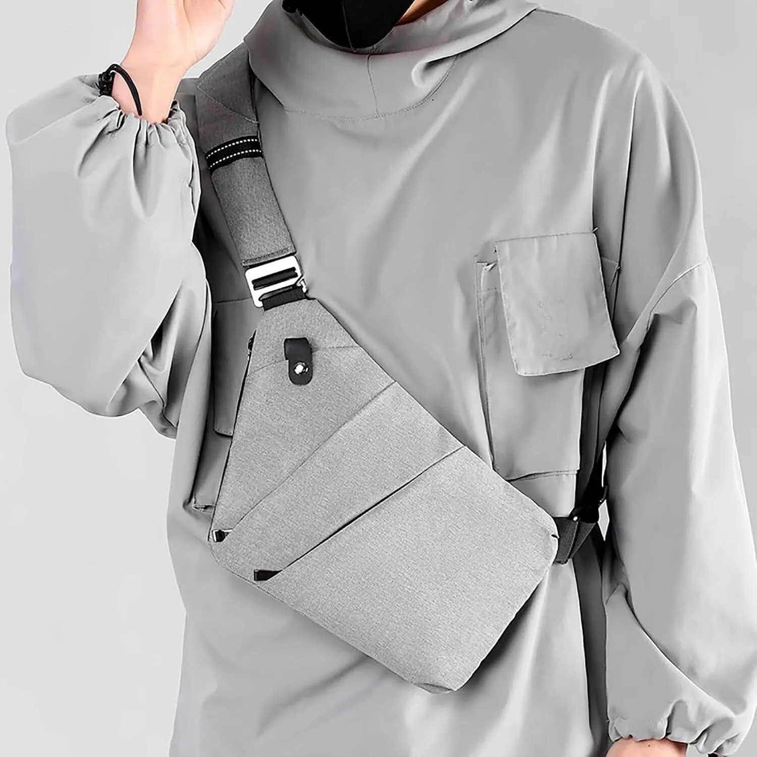 Anti Theft Travel Bag Anti-Theft Bag Slim Sling Bag Cross Body Travel Bag (Coffee,Left Shoulder)
