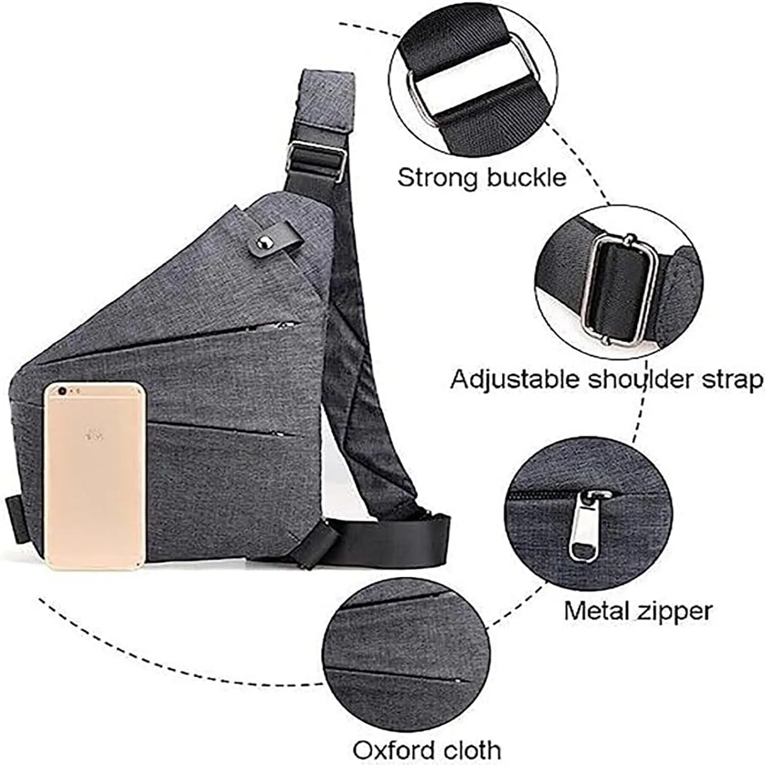 Anti Theft Travel Bag Anti-Theft Bag Slim Sling Bag Cross Body Travel Bag (Coffee,Left Shoulder)