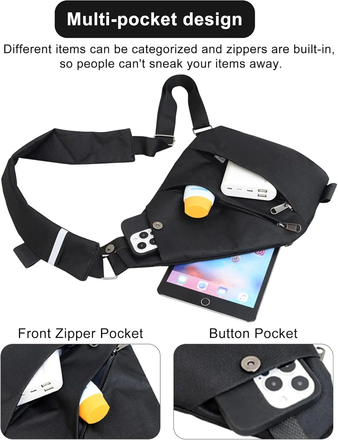 Anti Theft Travel Bag,Slim Sling Bag, Crossbody Purse Bags for Women Men