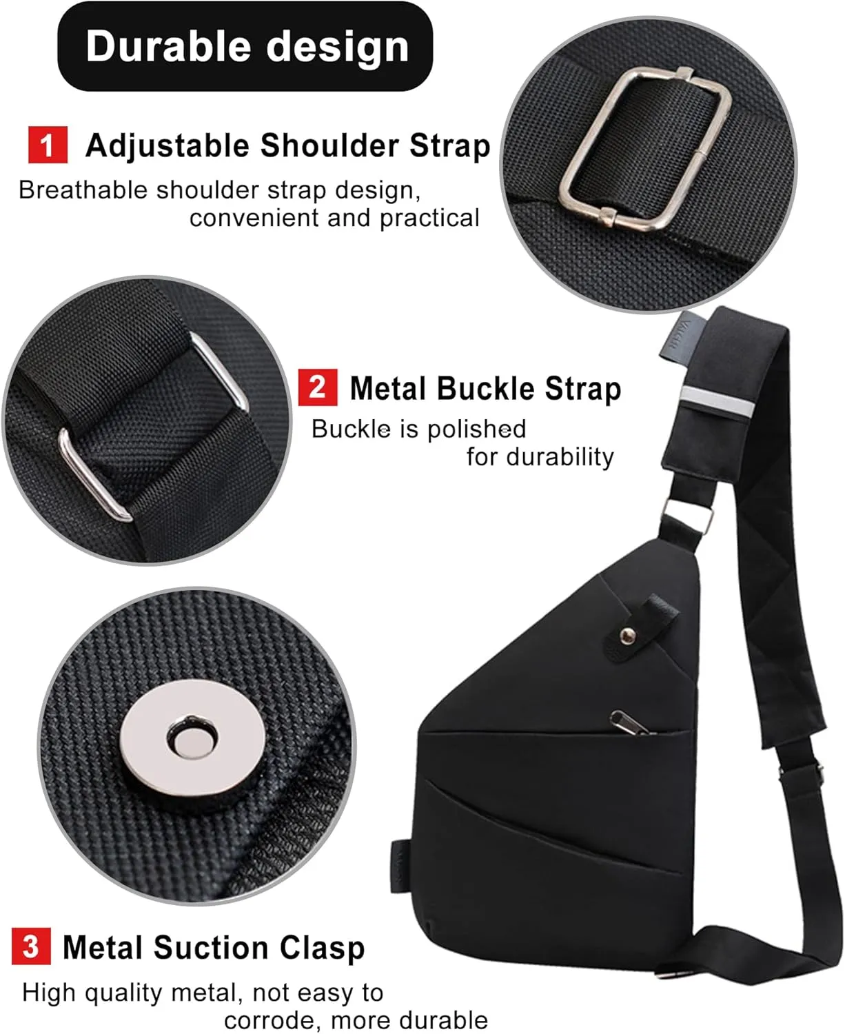 Anti Theft Travel Bag,Slim Sling Bag, Crossbody Purse Bags for Women Men