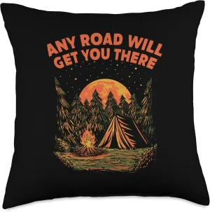 Any Road Will Get You There Hiking Mountain Hiker Summit Throw Pillow