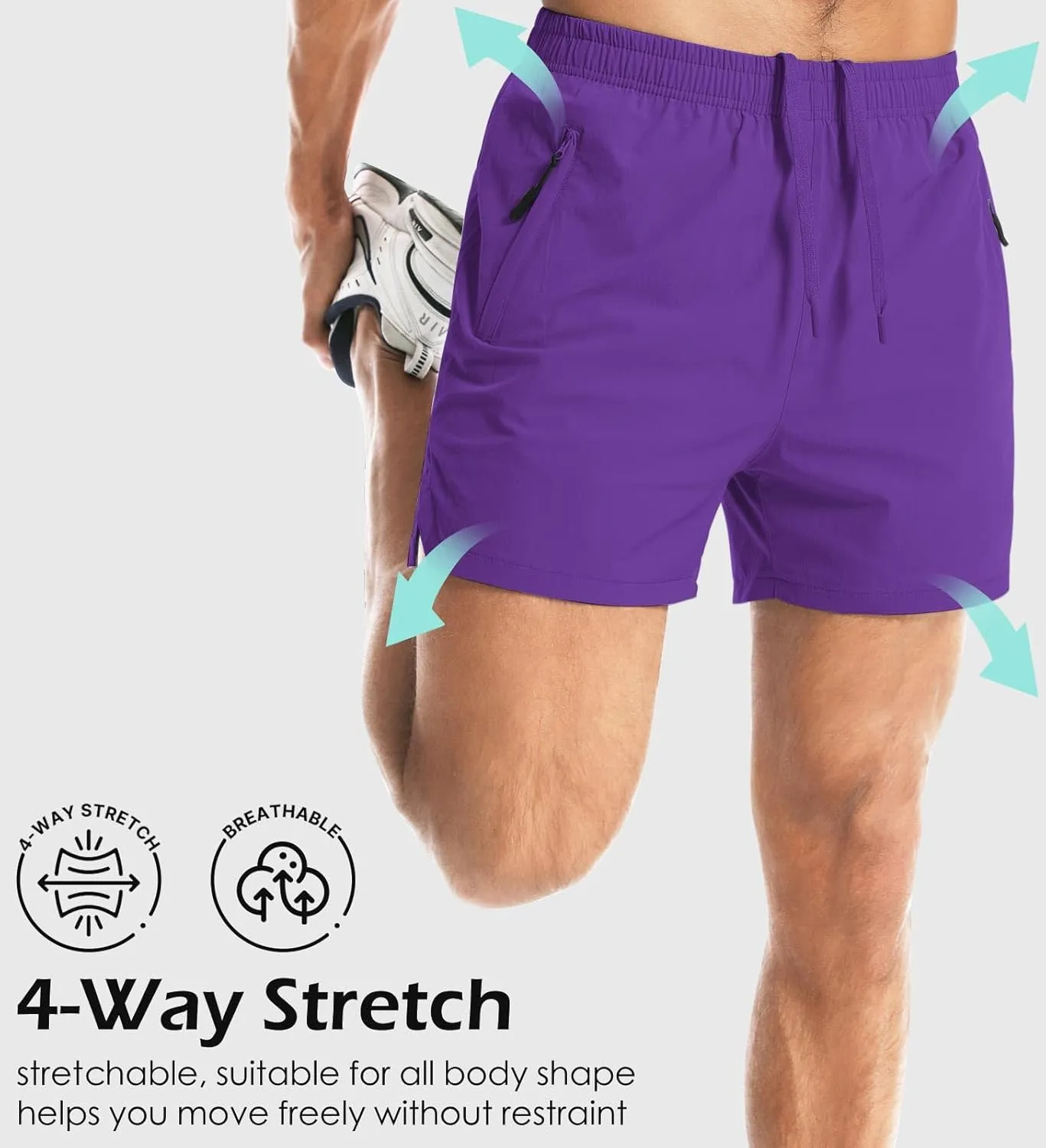 Aolesy Men's Gym Shorts Linerless & Liner - 5" Quick Dry Workout Running Shorts with Zip Pockets Sports Athletic Shorts