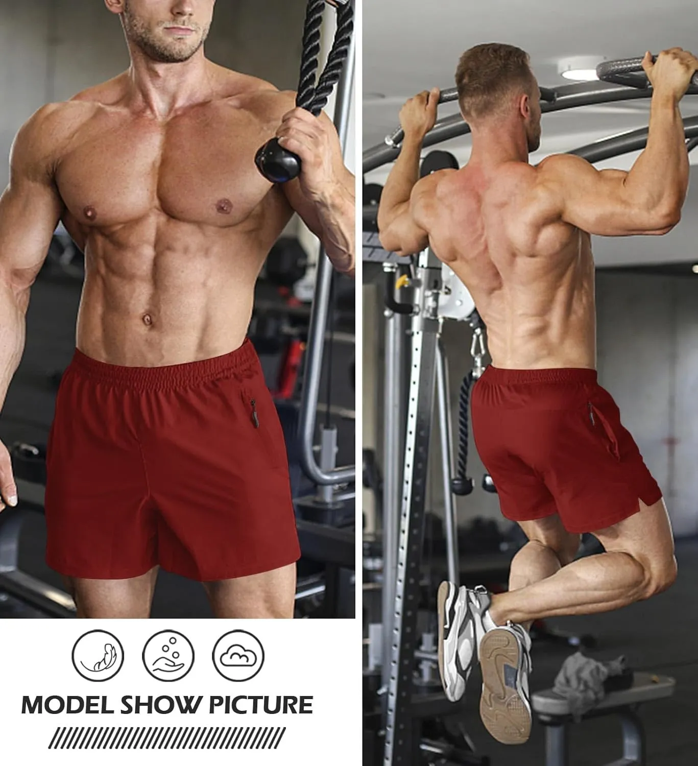 Aolesy Men's Gym Shorts Linerless & Liner - 5" Quick Dry Workout Running Shorts with Zip Pockets Sports Athletic Shorts